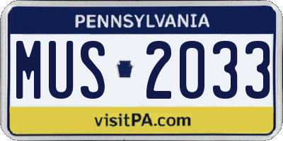 PA license plate MUS2033