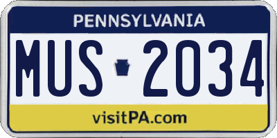 PA license plate MUS2034