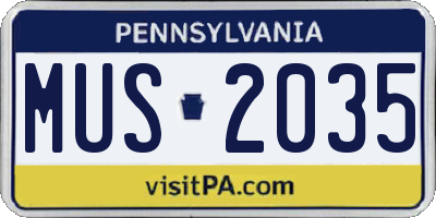 PA license plate MUS2035