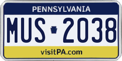 PA license plate MUS2038