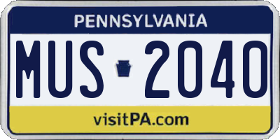 PA license plate MUS2040