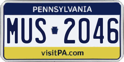PA license plate MUS2046
