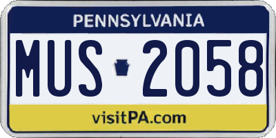 PA license plate MUS2058