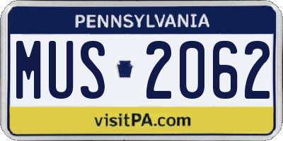 PA license plate MUS2062