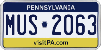 PA license plate MUS2063