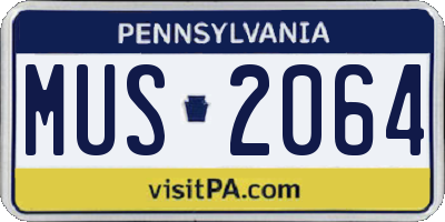 PA license plate MUS2064