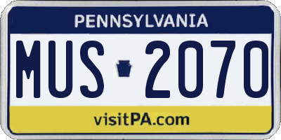 PA license plate MUS2070
