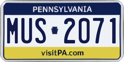 PA license plate MUS2071