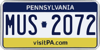 PA license plate MUS2072