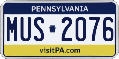PA license plate MUS2076