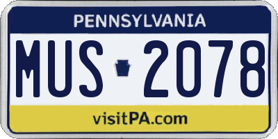 PA license plate MUS2078