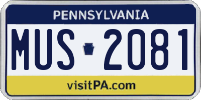 PA license plate MUS2081