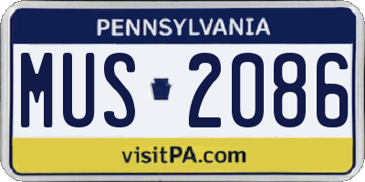 PA license plate MUS2086