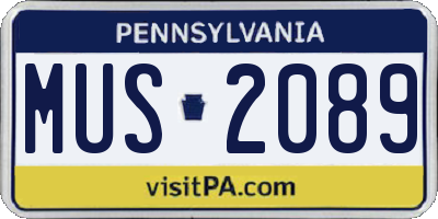 PA license plate MUS2089