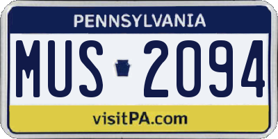 PA license plate MUS2094