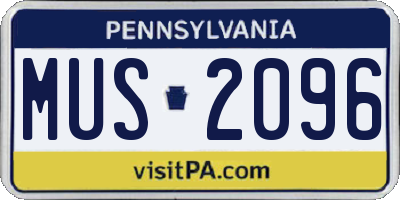 PA license plate MUS2096