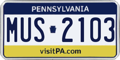 PA license plate MUS2103