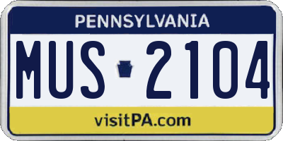 PA license plate MUS2104