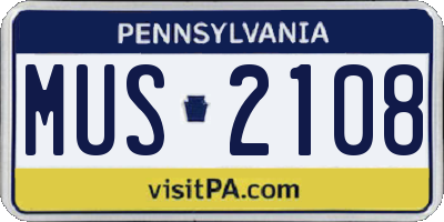 PA license plate MUS2108