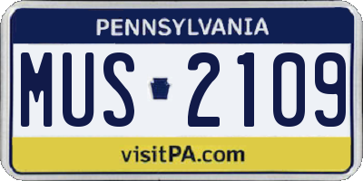 PA license plate MUS2109