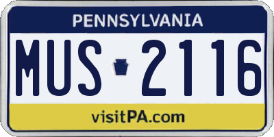 PA license plate MUS2116
