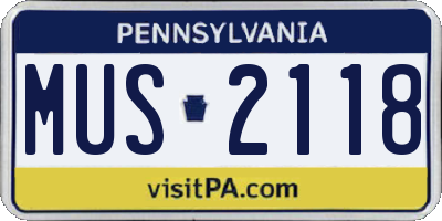 PA license plate MUS2118