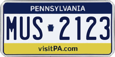 PA license plate MUS2123