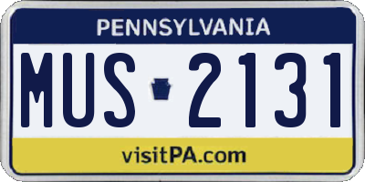 PA license plate MUS2131
