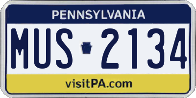 PA license plate MUS2134