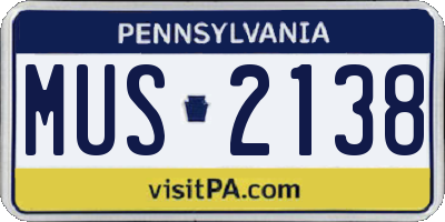 PA license plate MUS2138