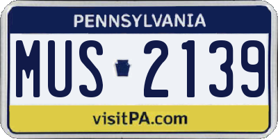 PA license plate MUS2139
