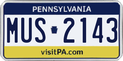 PA license plate MUS2143