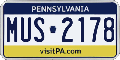 PA license plate MUS2178