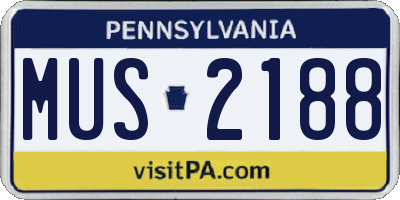 PA license plate MUS2188