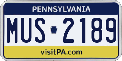 PA license plate MUS2189