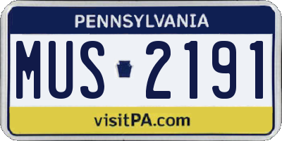 PA license plate MUS2191