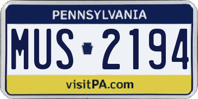 PA license plate MUS2194
