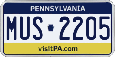 PA license plate MUS2205
