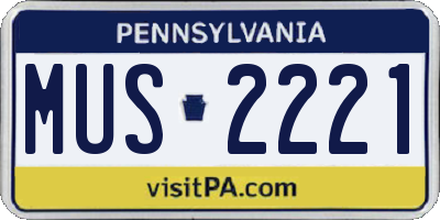 PA license plate MUS2221