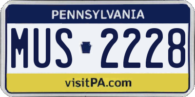 PA license plate MUS2228