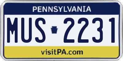 PA license plate MUS2231