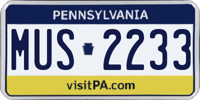 PA license plate MUS2233