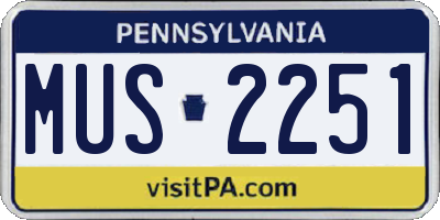 PA license plate MUS2251