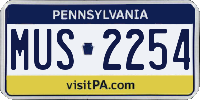 PA license plate MUS2254