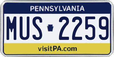 PA license plate MUS2259