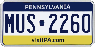PA license plate MUS2260