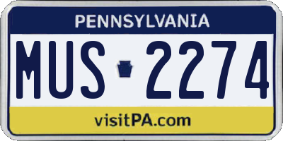 PA license plate MUS2274