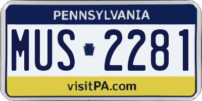 PA license plate MUS2281