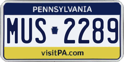 PA license plate MUS2289