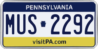 PA license plate MUS2292